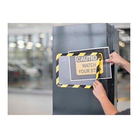 Tarifold Tarifold Safety Sign Holder Magnetic Backed, Yellow & Black Border P194944